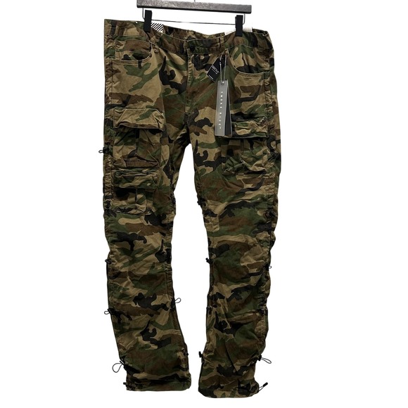 Smoke Rise Mens Wood Camo Stacked Flare Cargo Pants Size 42x34 tall new